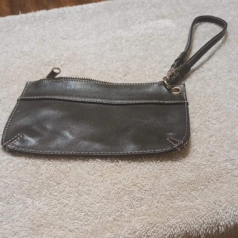Franklin Covey Black Leather Wristlet Clutch